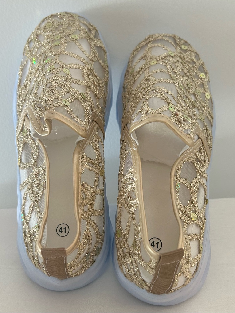 Gold Slip-On Embellished Women's Sneakers - Picture 7 of 7
